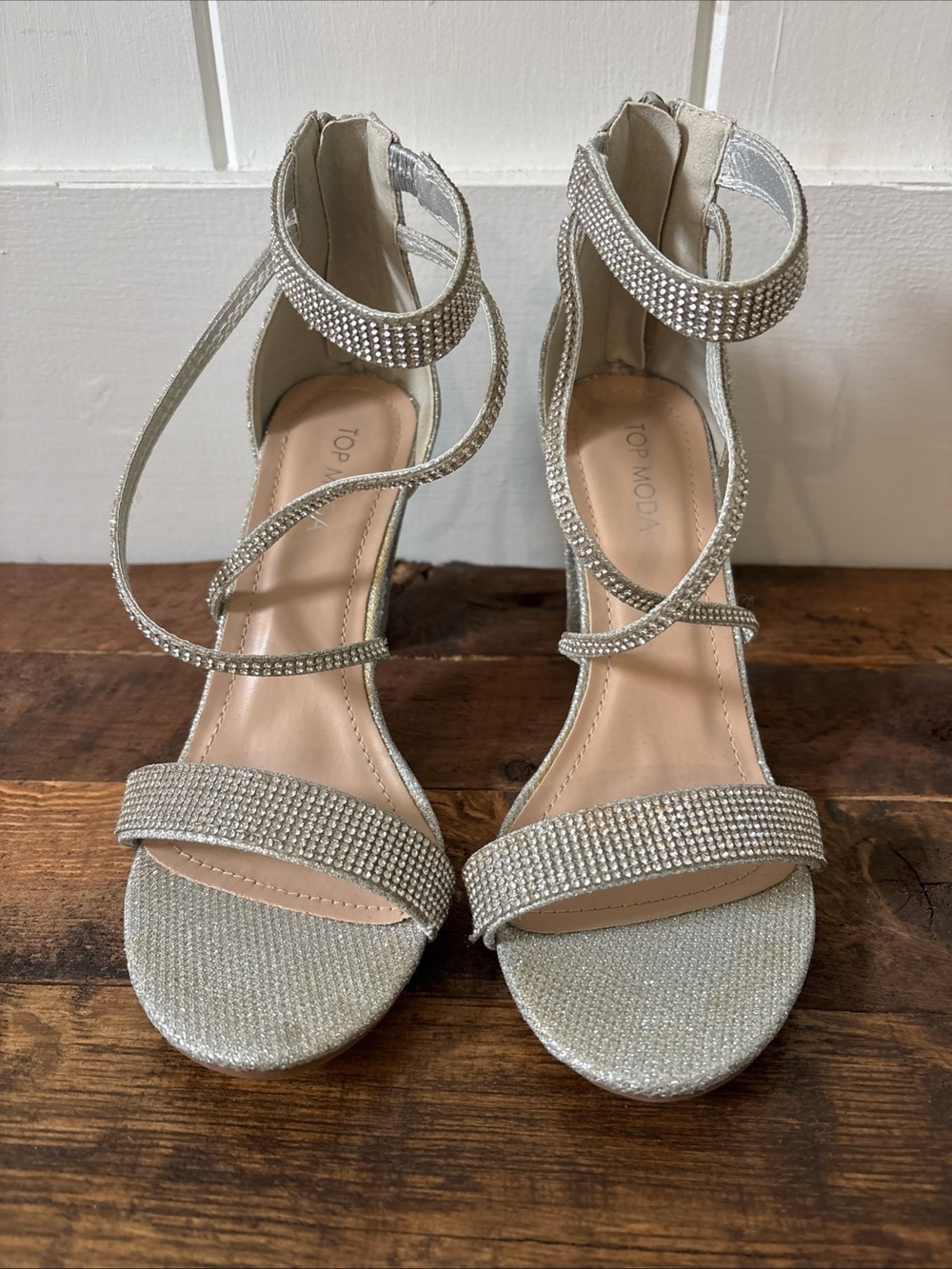 Top Moda Dressy Formal Sandals High Heel Block Ankle Strap Open Toe Sandals